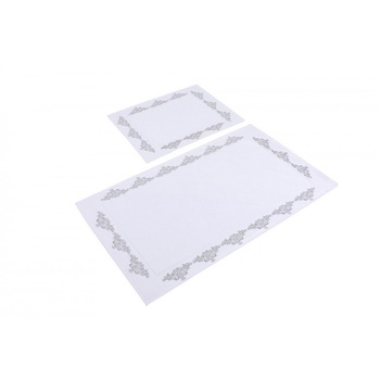 Set 2 covorase baie bumbac 100%, 60x100 cm, 50x60 cm, Hobby Home, Sapphire White (Alb) Set 2 covorase baie bumbac 100%, 60x100 cm, 50x60 cm, Hobby Home, Sapphire White (Alb)
