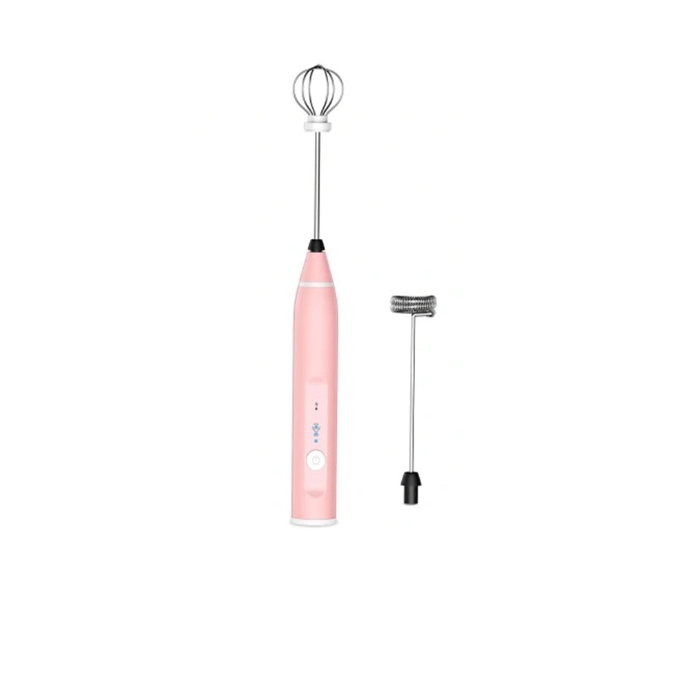 Aparat pentru spumare a laptelui, cu varf spiralat din otel inoxidabil, Etlephe, Roz