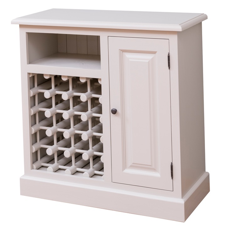 Mobilier mic pentru bar cu suport sticle, culoare gri inchis, vopsit, 100% lemn masiv, 90x41x90 cm