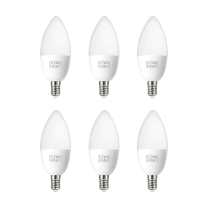 Star-Light LED izzó készlet, 6 darab, E14, 8W (70W), 900 lm, E, semleges fény, (4000k)