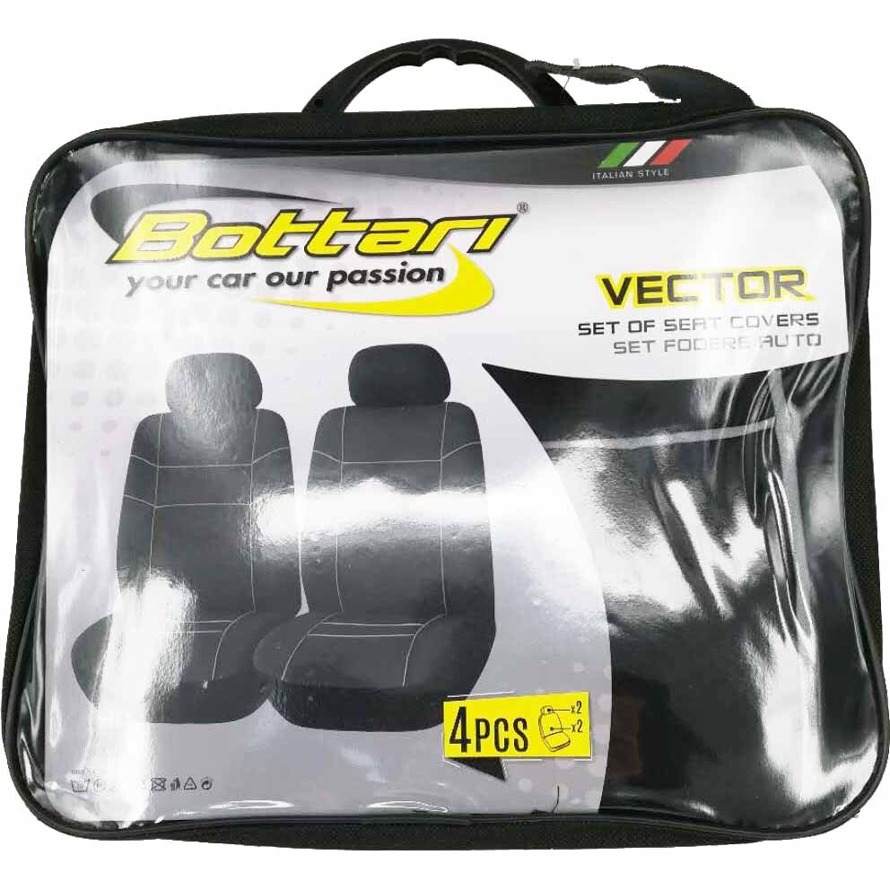 Huse auto fata Bottari Vector, 4 piese, negru/gri
