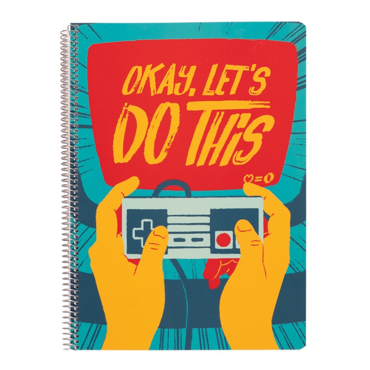 Caiet de matematica Gamer A4, cu spirala, 80 de file, coperta din polipropilena, hartie de 90g