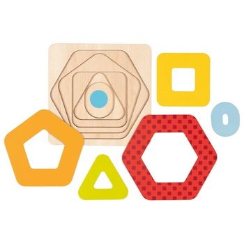 Puzzle 5 straturi, lemn, 12 x 12 cm, 2 ani+ Puzzle 5 straturi, lemn, 12 x 12 cm, 2 ani+