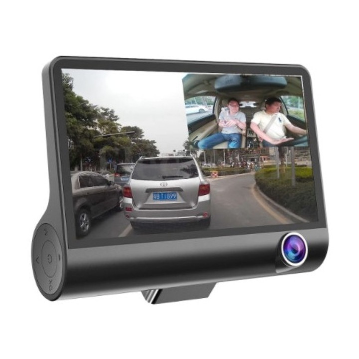 ViMAG Blackbox hármas autós videokamera, Full-HD, 3 kamera - elöl / hátul / belül, 4" kijelző, G érzékelő, 170 fok