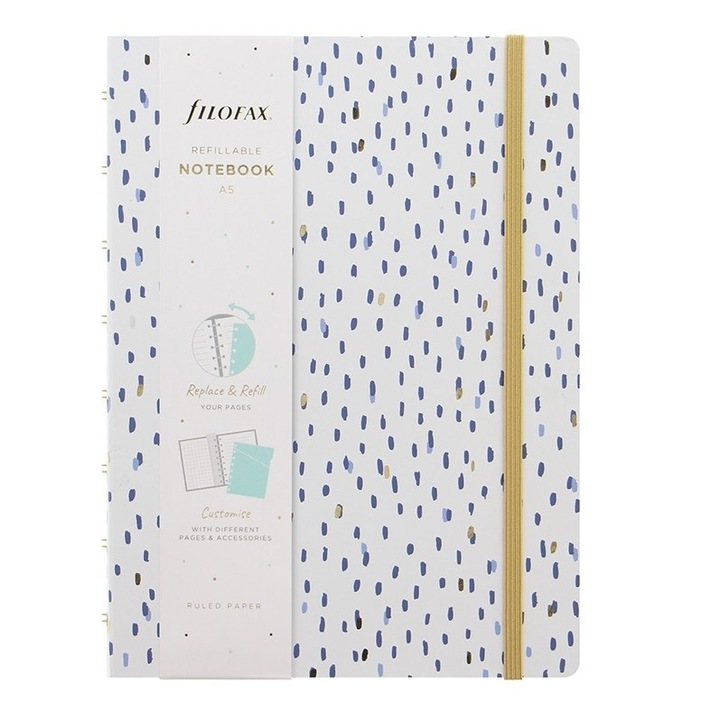 Agenda A5 nedatata cu spirala si rezerve FILOFAX Notebook Indigo Rain