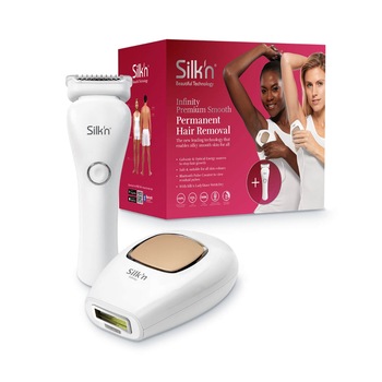 Epilator IPL SILKN INFINITY PREMIUM SMOOTH, 500 000 impulsuri, 2 moduri de lucru pulsare si alunecarea, alb Epilator IPL SILKN INFINITY PREMIUM SMOOTH, 500 000 impulsuri, 2 moduri de lucru pulsare si alunecarea, alb
