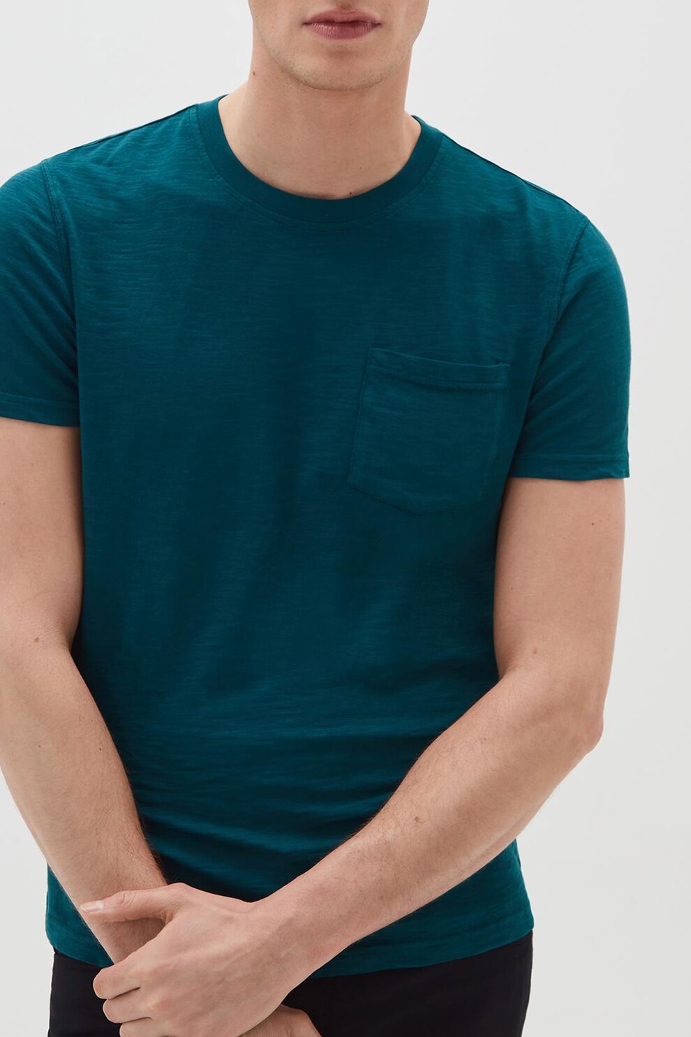 OVS, Tricou de bumbac cu buzunar pe piept, Albastru petrol