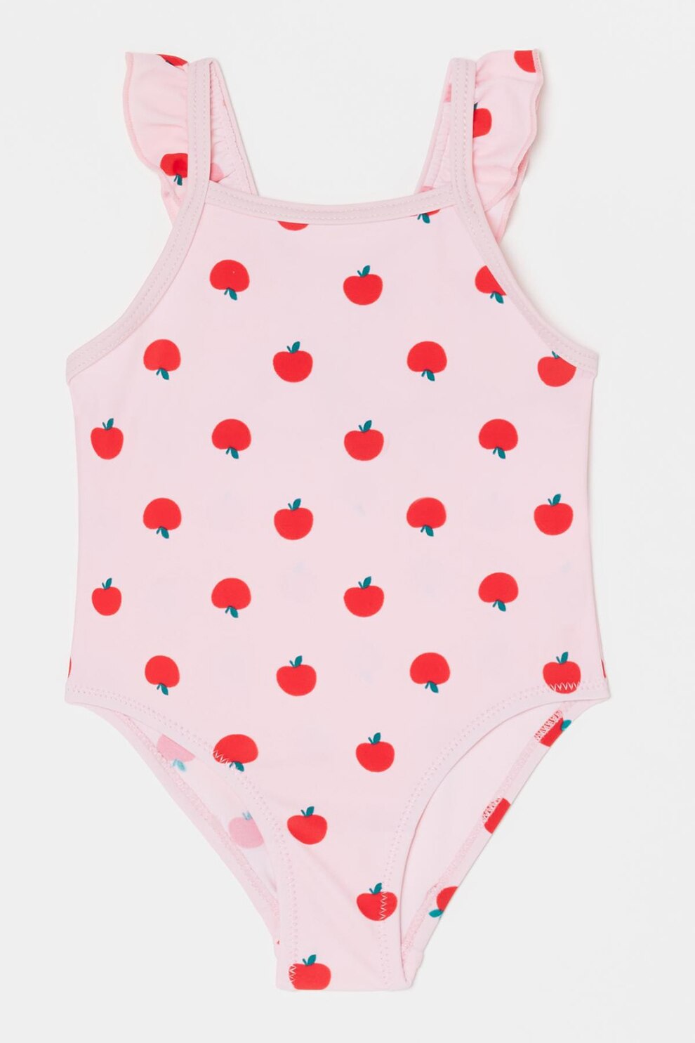 OVS, Costum de baie intreg cu volane, Roz pal/Rosu, 74 CM