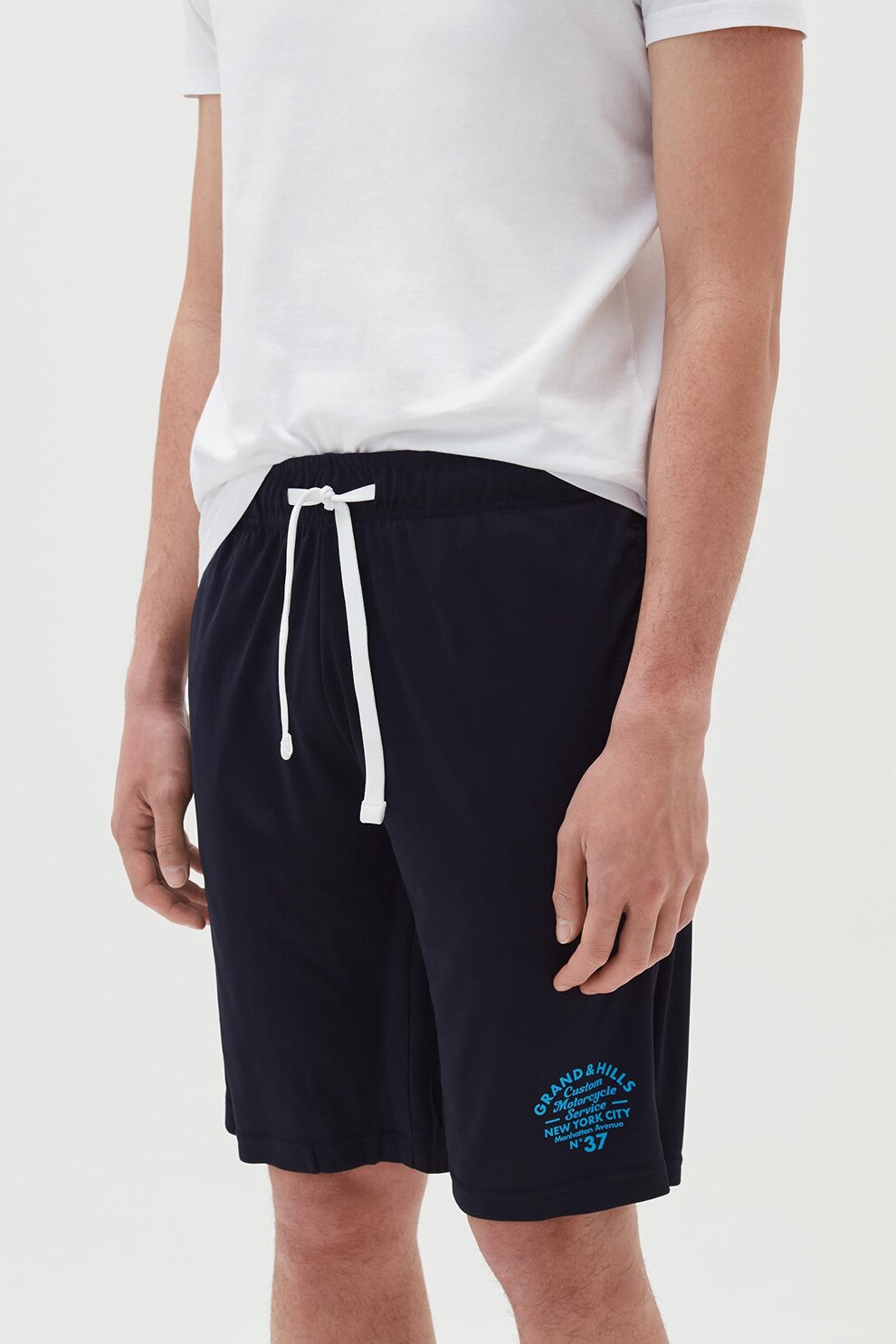 OVS, Bermude sport de bumbac, Bleumarin inchis/Albastru, XL