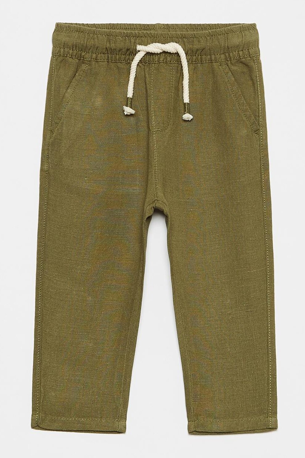 OVS, Pantaloni din amestec de in cu 3 buzunare, Verde oliv