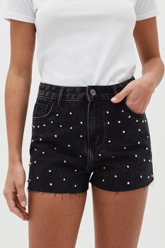 OVS, Pantaloni scurti din denim cu tinte, Negru stins OVS, Pantaloni scurti din denim cu tinte, Negru stins