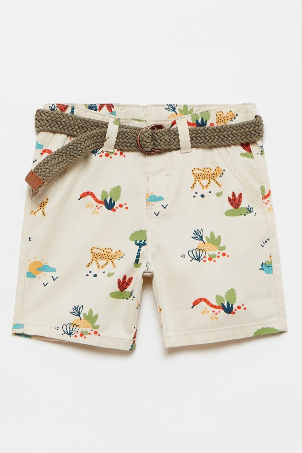 OVS, Pantaloni scurti cu o curea tesuta, Bej