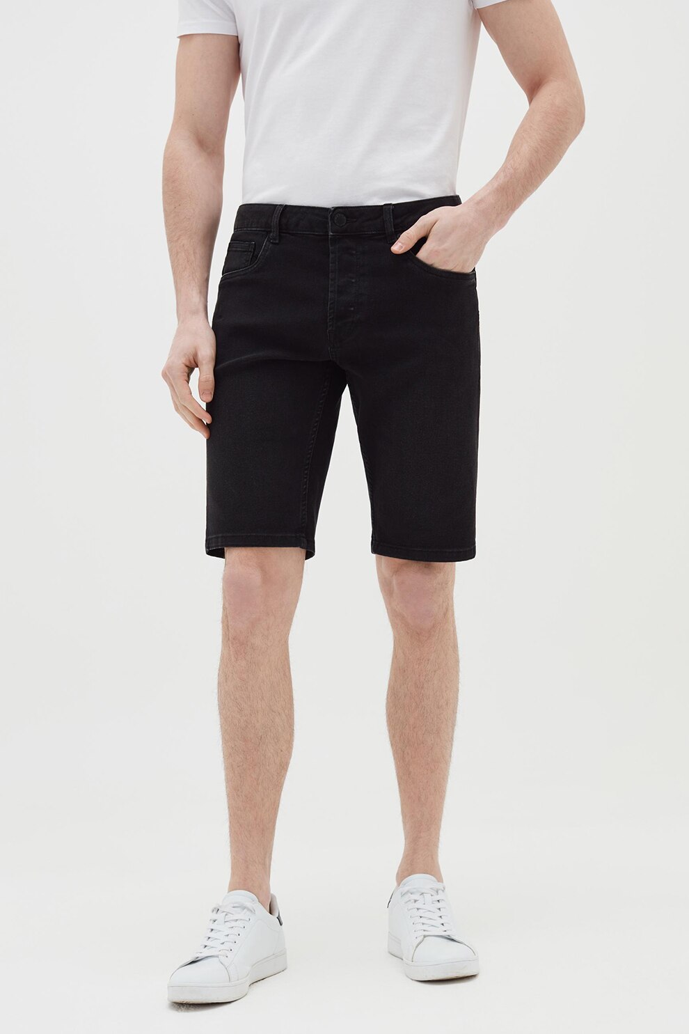 OVS, Bermude slim fit de denim, Negru