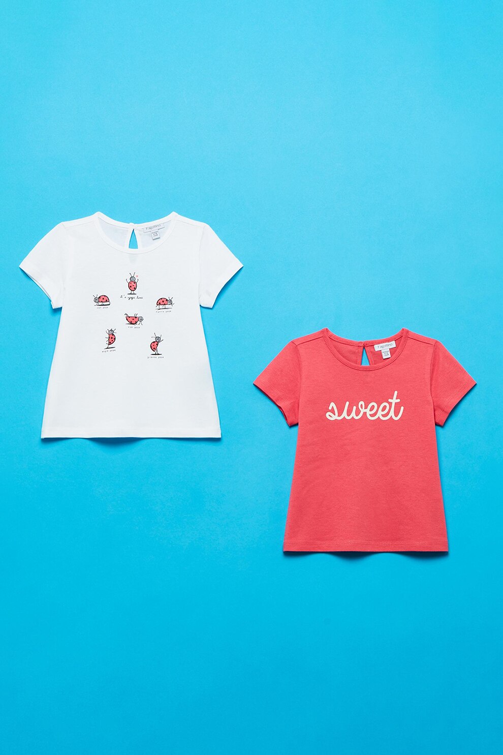 OVS, Set de tricouri - 2 piese, roz corai, alb optic