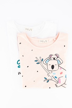 OVS, Set de tricouri cu decolteu la baza gatului - 2 piese, alb optic, roz pastel, negru OVS, Set de tricouri cu decolteu la baza gatului - 2 piese, alb optic, roz pastel, negru