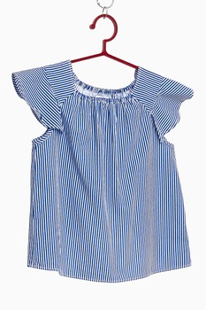 OVS, Bluza in dungi cu maneci cu volane, Albastru lavanda/Alb OVS, Bluza in dungi cu maneci cu volane, Albastru lavanda/Alb