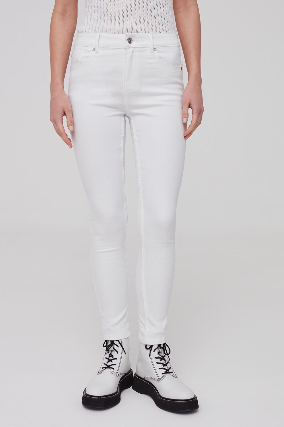 OVS, Blugi slim fit, Alb optic, XS