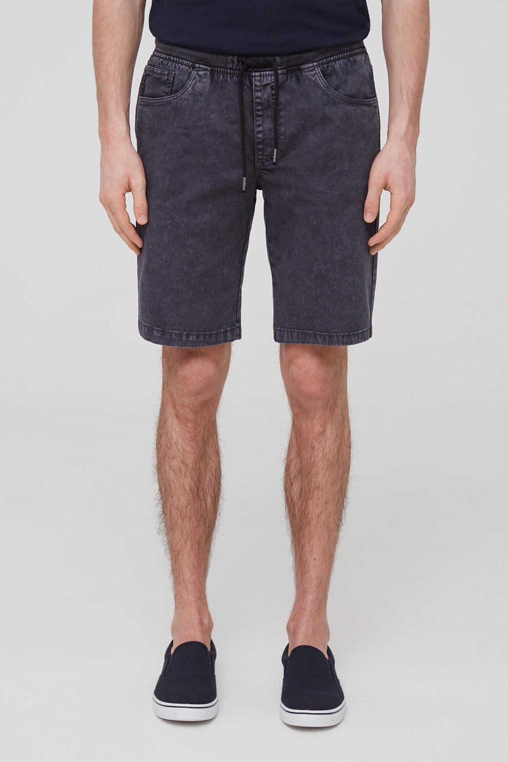 OVS, Bermude din denim cu snur, Gri antracit