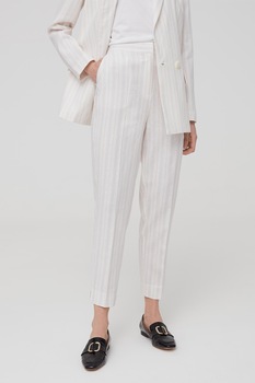 OVS, Pantaloni crop din amestec de in cu talie inalta, Alb OVS, Pantaloni crop din amestec de in cu talie inalta, Alb