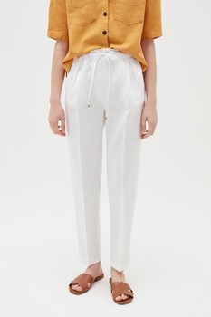 OVS, Pantaloni de in cu pliuri, Alb, 2XL OVS, Pantaloni de in cu pliuri, Alb, 2XL