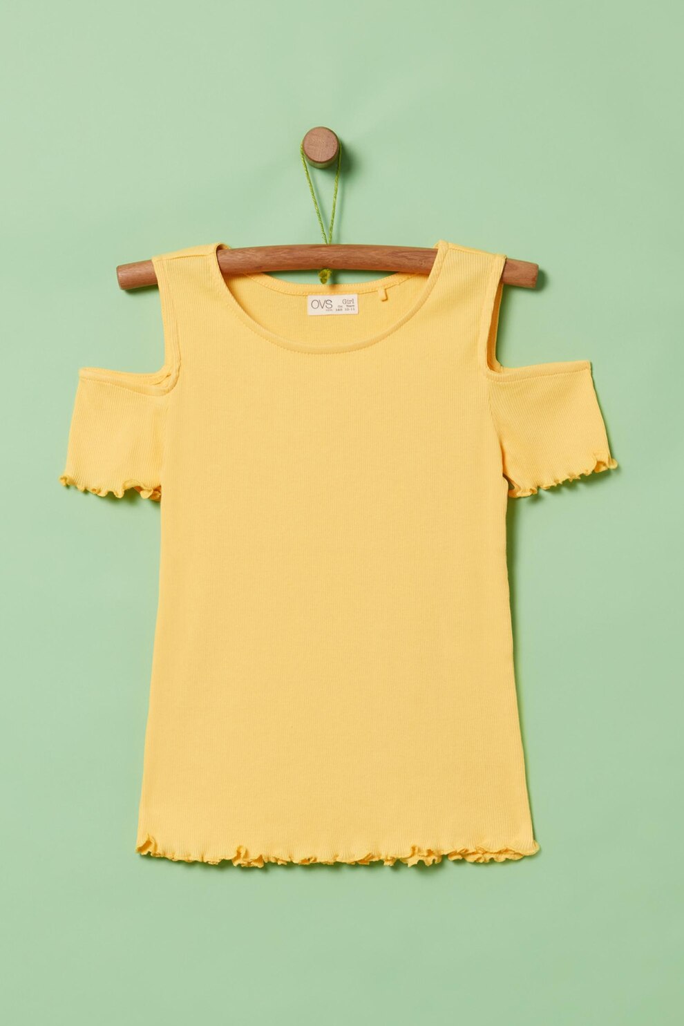 OVS, Tricou cu umeri decupati si volane la terminatii, Galben sofran