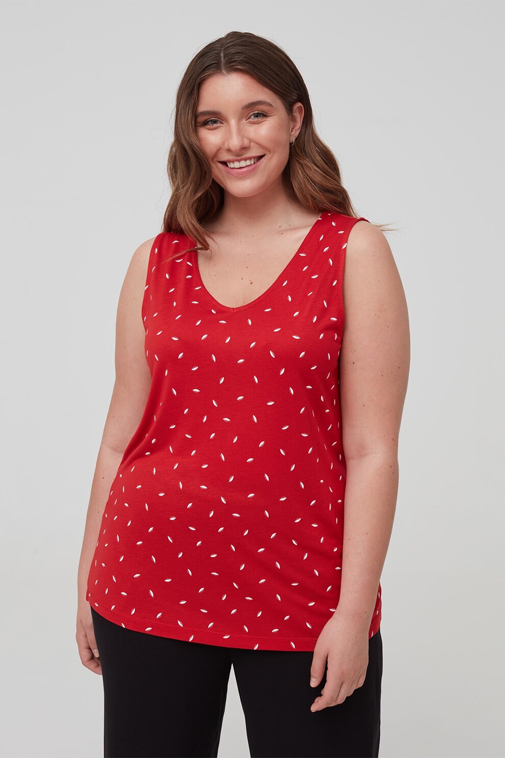 OVS, Top cu model grafic, Rosu/Alb