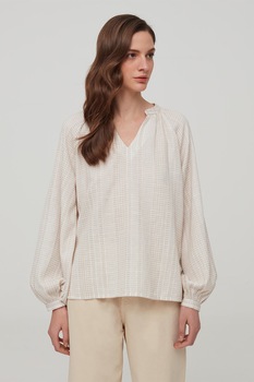 OVS, Bluza tip tunica cu maneci bufante, Alb prafuit, XS OVS, Bluza tip tunica cu maneci bufante, Alb prafuit, XS