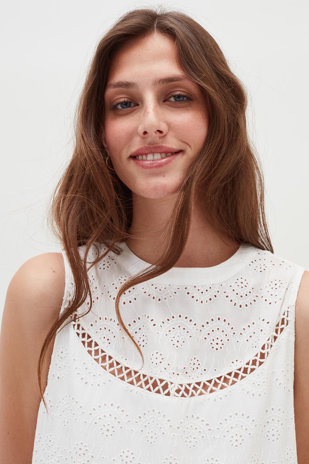 OVS, Rochie midi cu dantela Sangallo, Alb