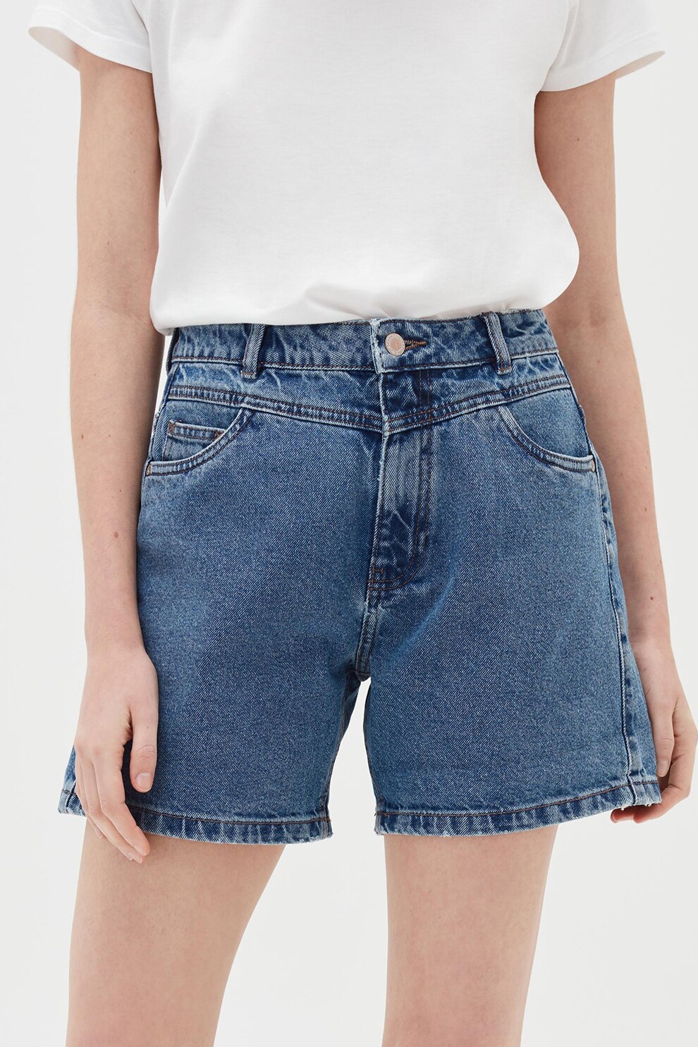 OVS, Pantaloni scurti din denim cu aspect decolorat, Albastru