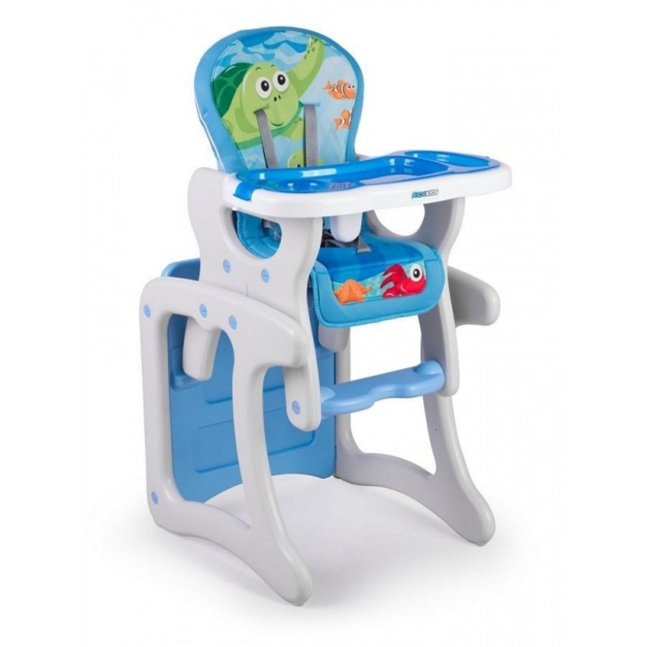 Scaun de masa, Ricokids, Multifunctional si transformabil, Scaun cu masa, Teri, Albastru/Gri