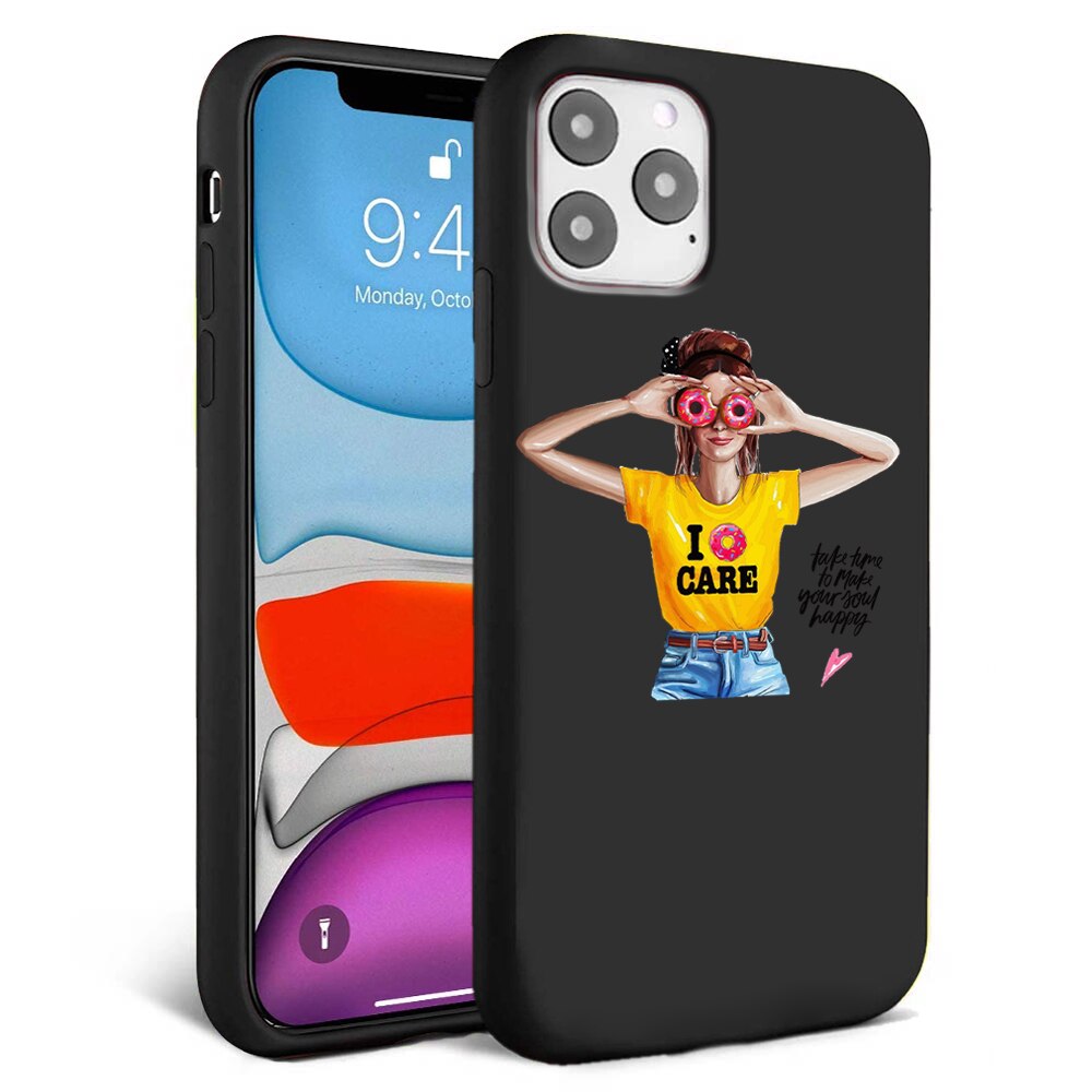 Husa pentru iPhone 11 ProMax - Silicon FlexiSoft - Don't care Negru