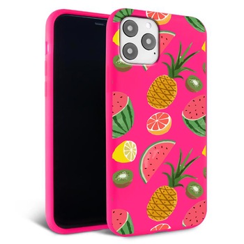 Husa pentru iPhone 11 ProMax - Silicon FlexiSoft - Fruits Roz