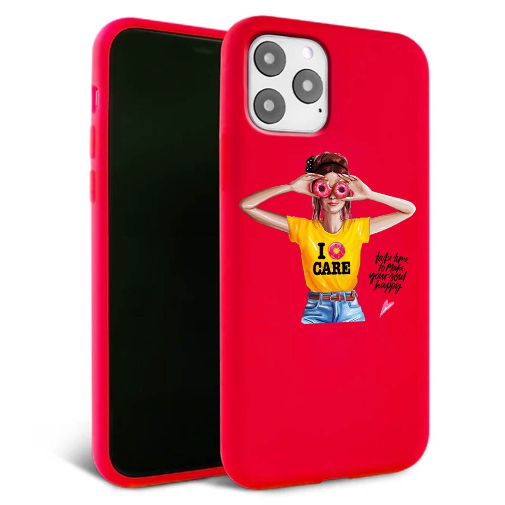 Husa pentru iPhone 11 ProMax - Silicon FlexiSoft - Don't care Rosu