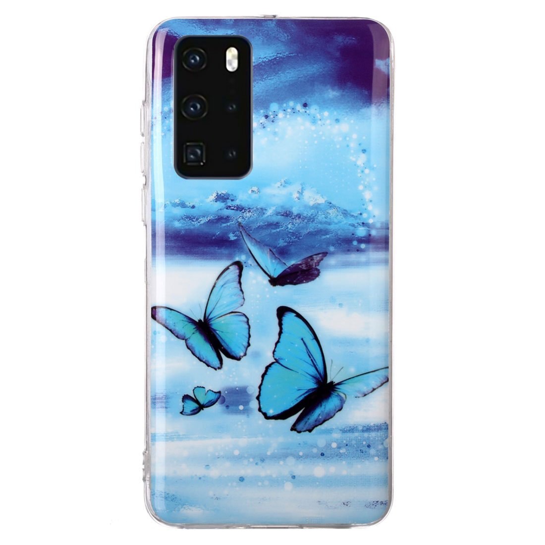 Husa silicon compatibila cu Huawei P40 Fosforescent model Sweet Butterflies, Silicon, TPU Viceversa