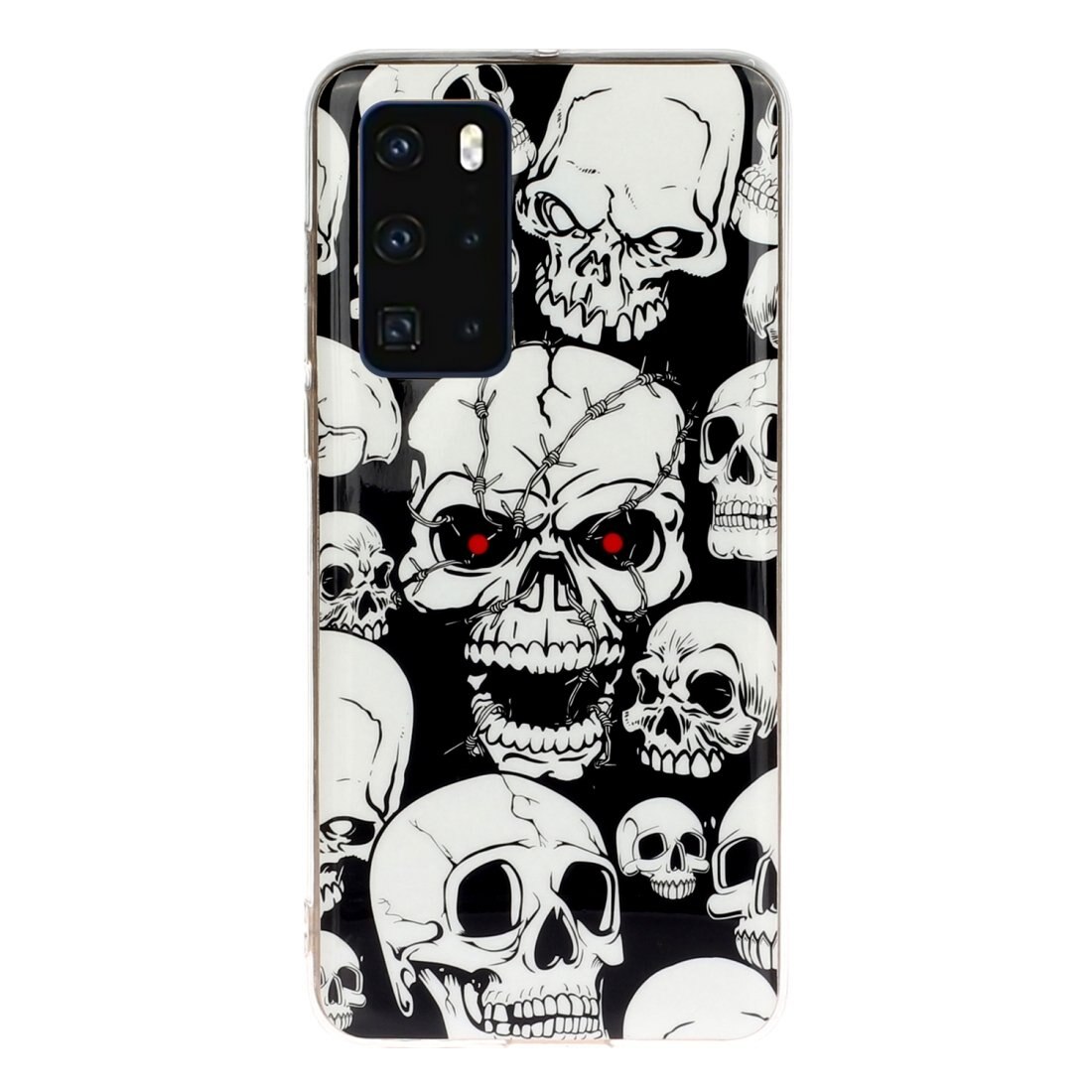Husa silicon compatibila cu Huawei P40 Fosforescent model Skulls, Silicon, TPU Viceversa