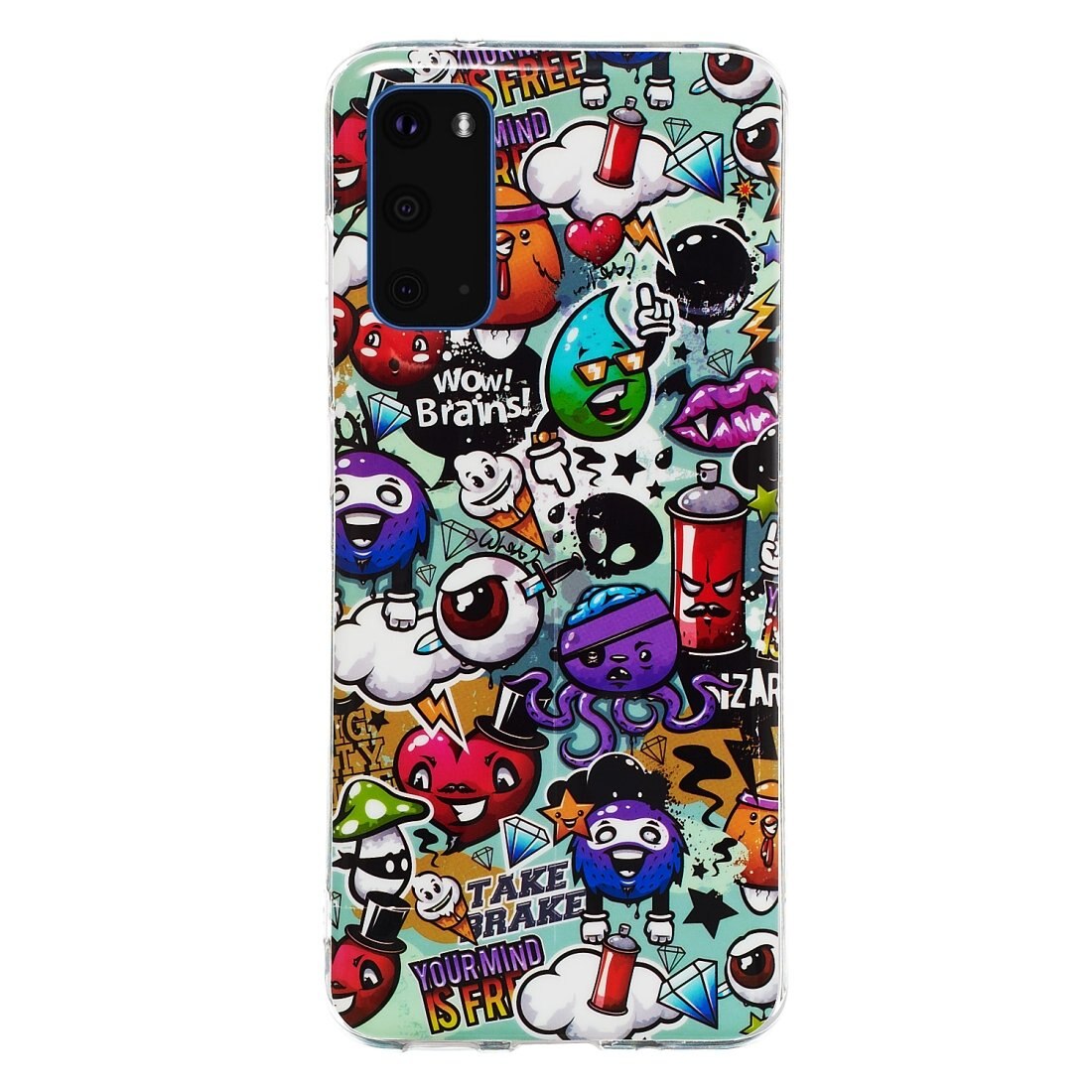Husa silicon compatibila cu Samsung Galaxy S20 Fosforescent model Graffity, Silicon, TPU Viceversa