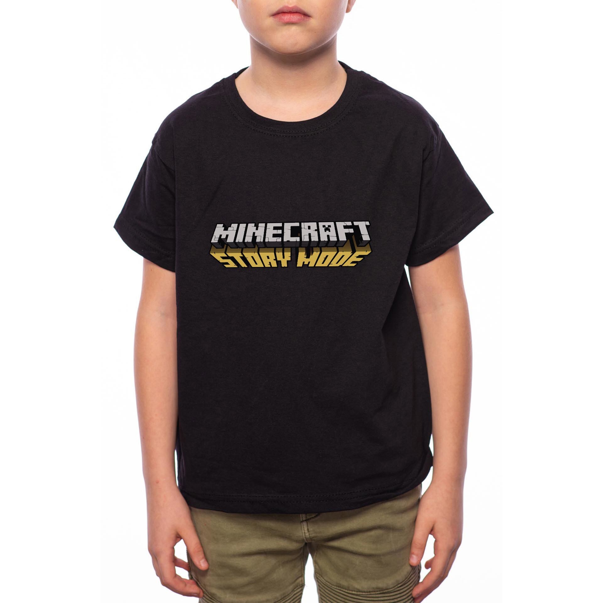 Tricou Baiat, Minecraft, 100% Bumbac, Negru, B4