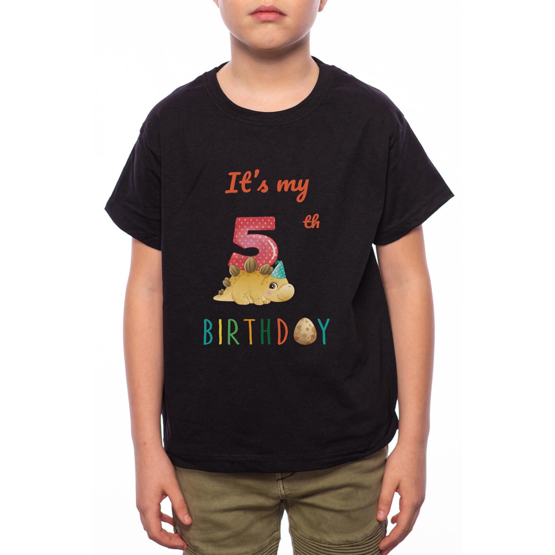 Tricou Baiat, 5th Birtday, 100% Bumbac, Negru, B12