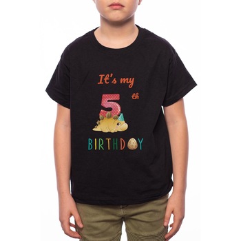 Tricou Baiat, 5th Birtday, 100% Bumbac, Negru, B12 Tricou Baiat, 5th Birtday, 100% Bumbac, Negru, B12