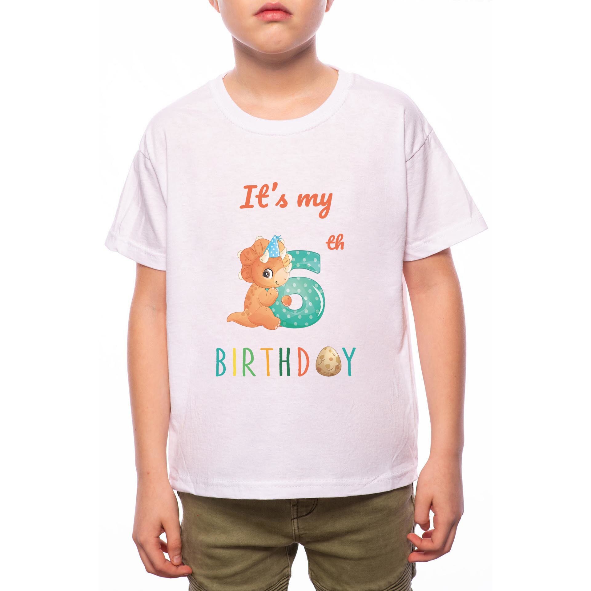 Tricou Baiat, 6th Birtday, 100% Bumbac, Alb, W13