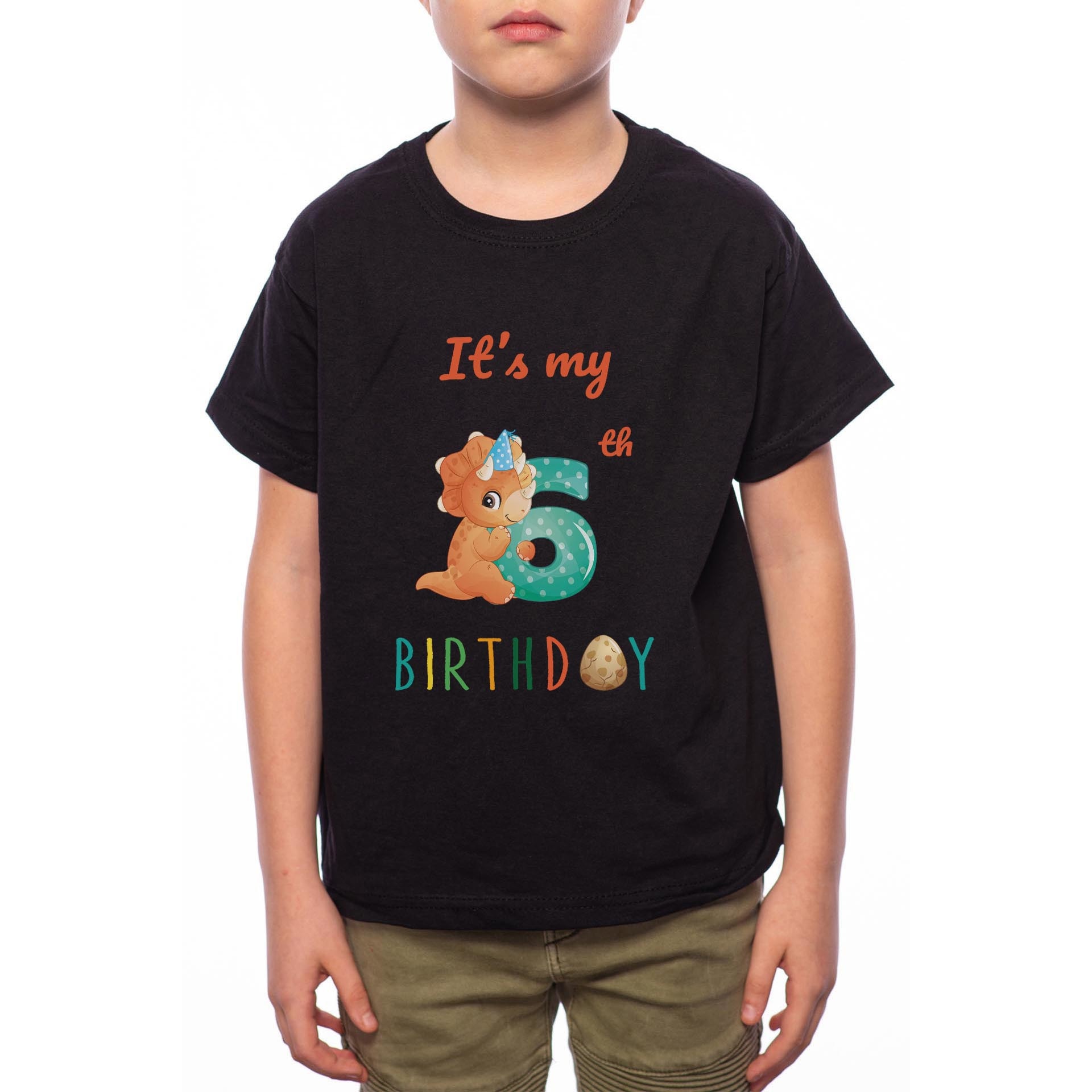 Tricou Baiat, 6th Birtday, 100% Bumbac, Negru, B13