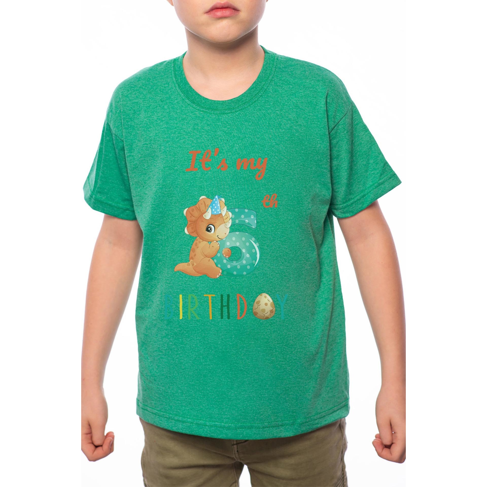 Tricou Baiat, 6th Birtday, 100% Bumbac, Verde, G13