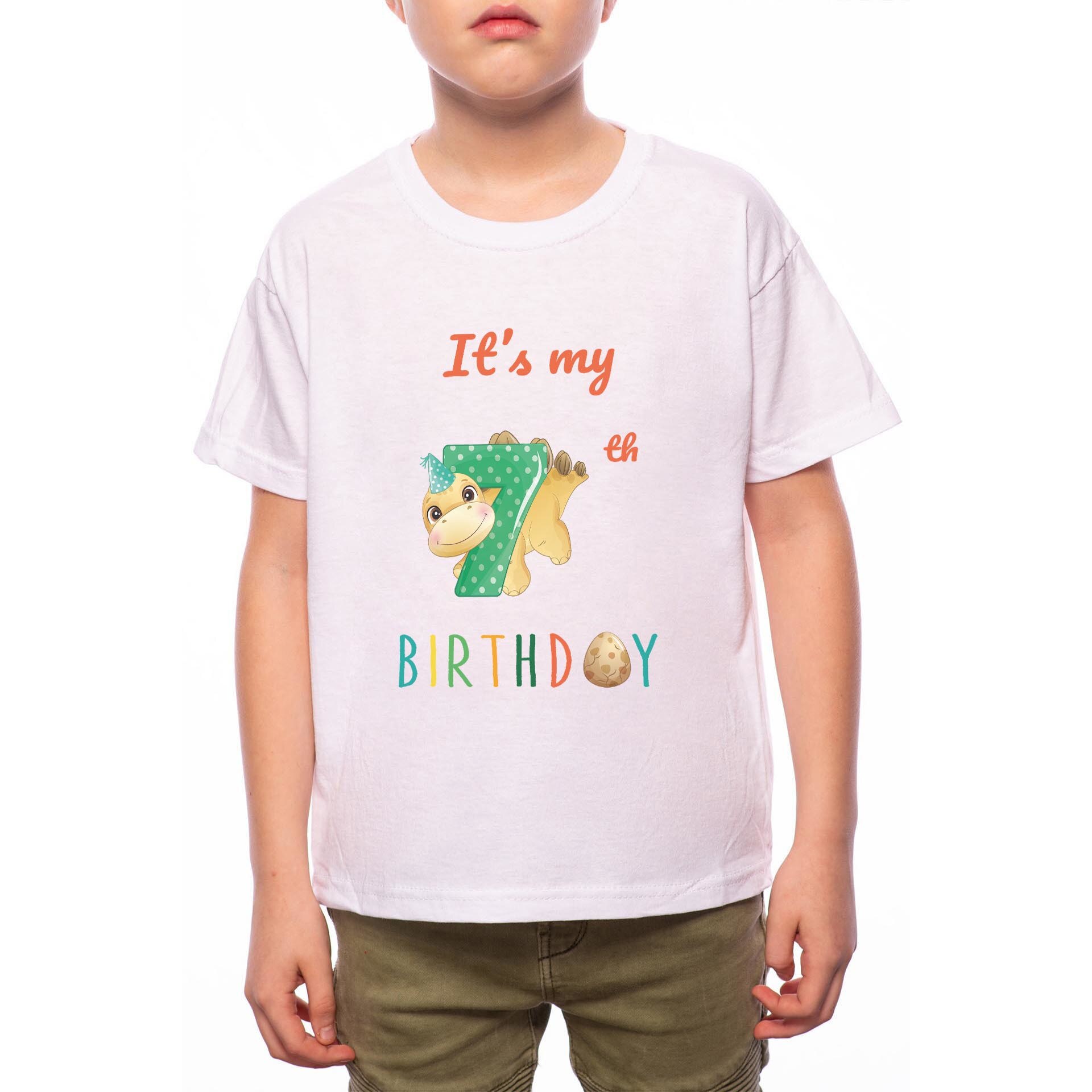 Tricou Baiat, 7th Birthday, 100% Bumbac, Alb, W14