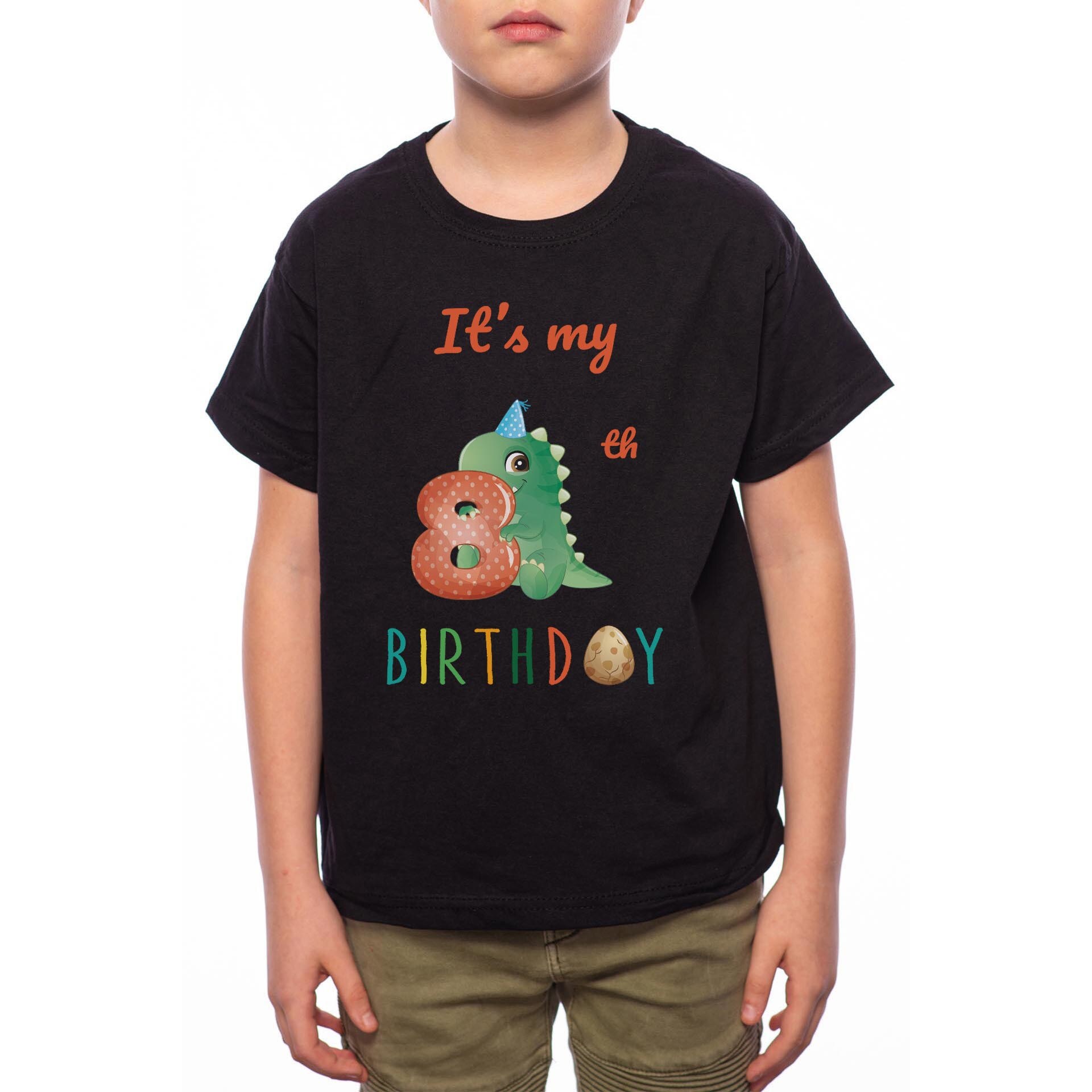 Tricou Baiat, 8th Birthday, 100% Bumbac, Negru, B15