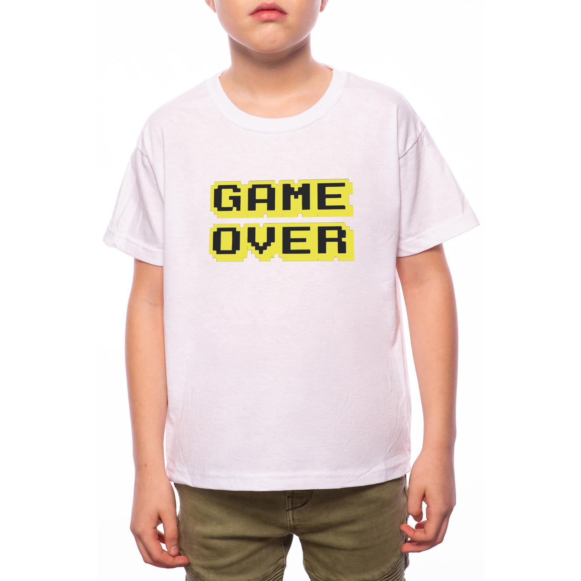 Tricou Baiat, Game Over, 100% Bumbac, Alb, W32