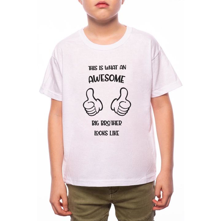 Tricou Baiat, Big Brother, 100% Bumbac, Alb, W43