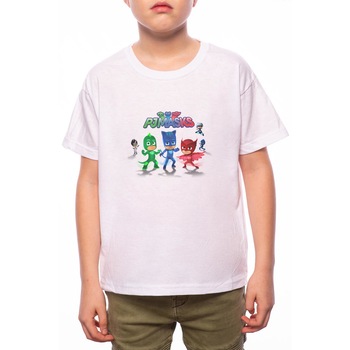Tricou Baiat, PJmasks, 100% Bumbac, Alb, W6 Tricou Baiat, PJmasks, 100% Bumbac, Alb, W6