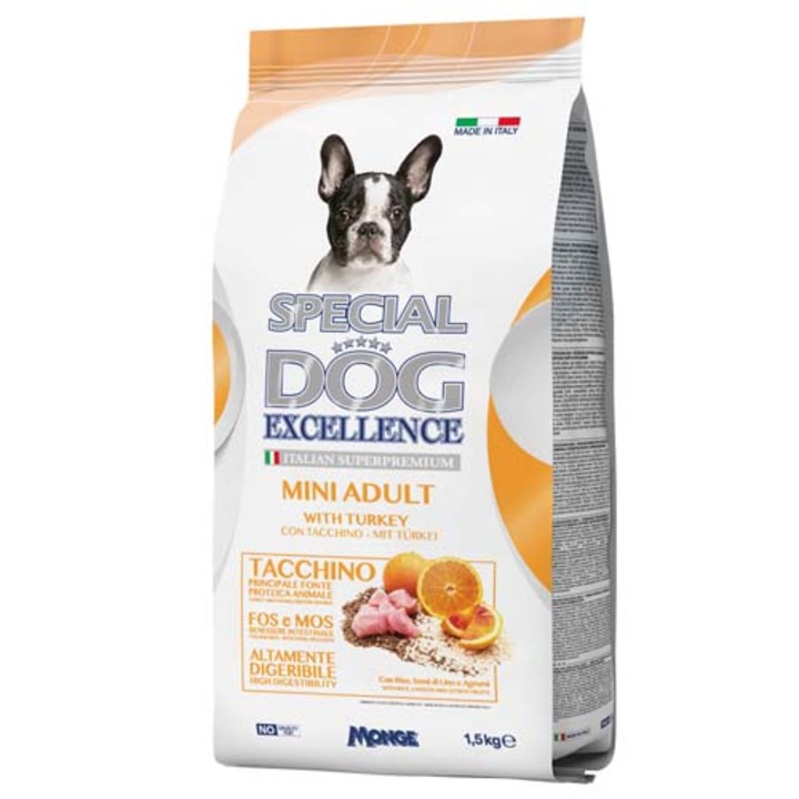 Hrana uscata caini adulti Monge Special Dog Excellence, Curcan 1.5 kg