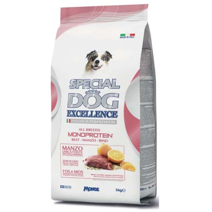 Hrana uscata caini adulti Monge Special Dog Excellence, Monoproteina, Vita, 3 kg