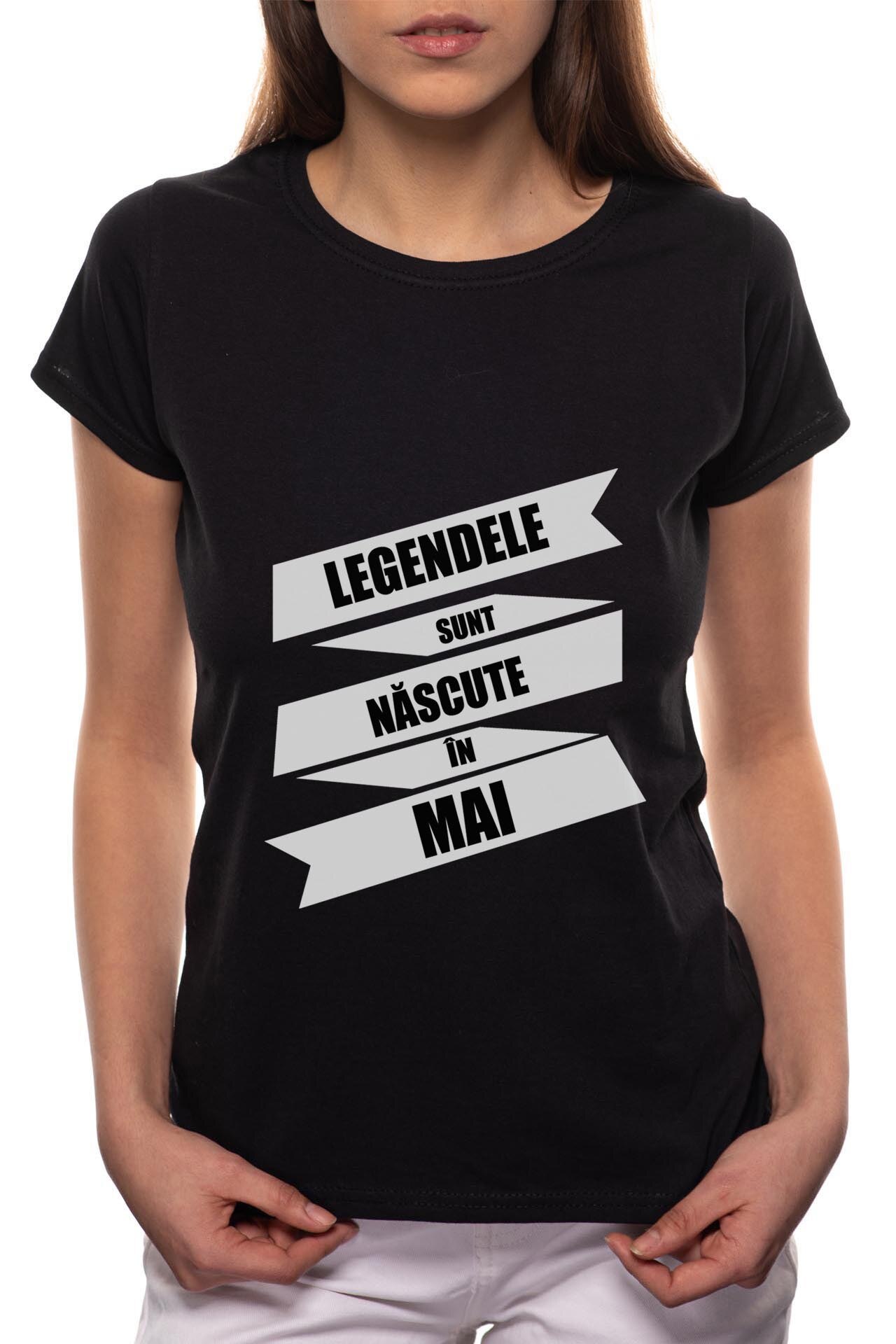 Tricou dama, Nascute In Mai, 100% Bumbac, B91, Negru